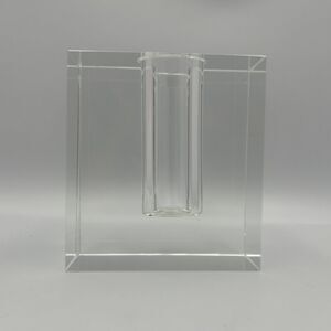 Debi Lilly Crystal Vase Demi Block Design Bud Vase Clear Solid Heavy MCM MODERN